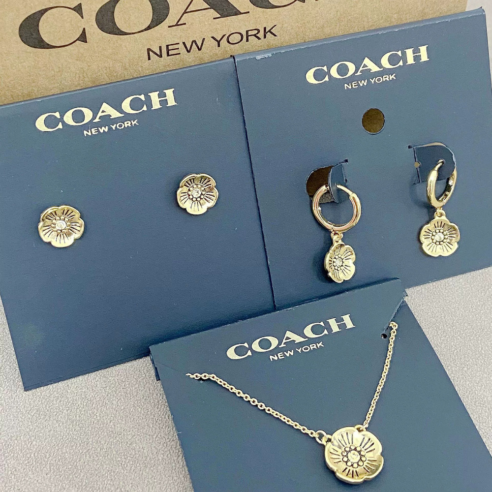 Coach Vintage Flower Necklace Earrings Set